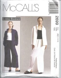 2699 LIDA BADAY COLLAR JACKET, FLOOD PANTS, SKIRT PATTERN 12-16
